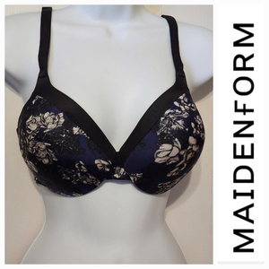 Maidenform 34DD Bra Navy & White‎ Padded Comfort Devotion Full Coverage